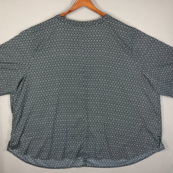 Catherines Top Womens 4X Black White Geometric Button Up Shirt 3/4 Sleeve Blouse - Picture 11 of 14